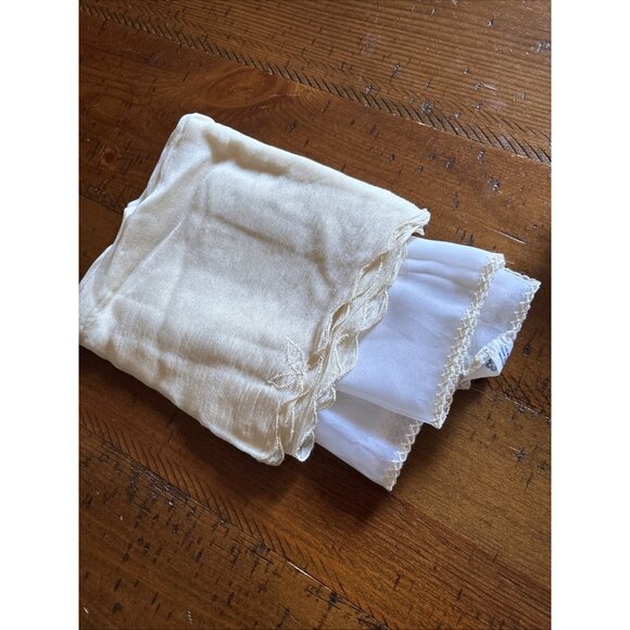 Vintage Blue Scarf Box And Vintage Scarves Ann Klein Silk Black Lace - Picture 10 of 13